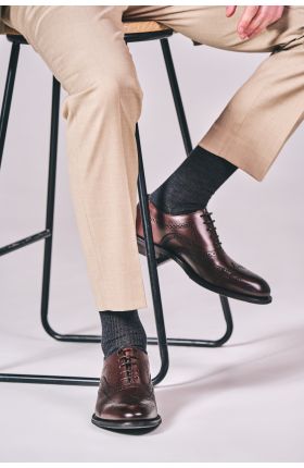 Pantherella premium socks worn with smart trousers and leather shoes