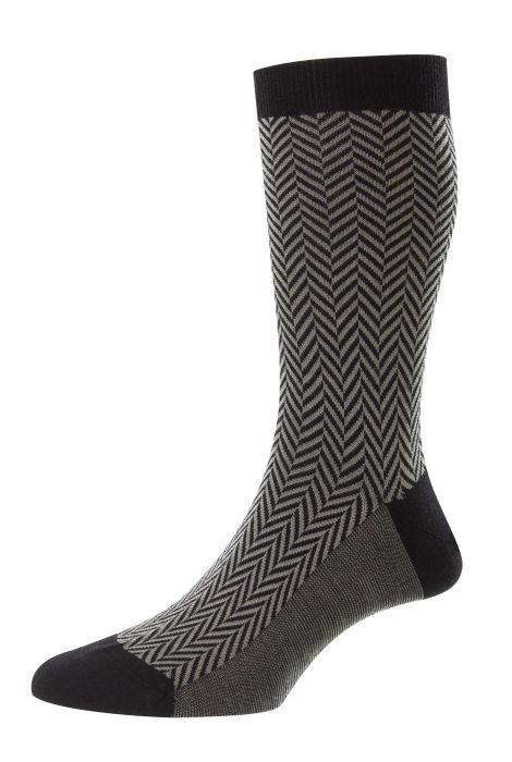 Pantherella Hendon Black fine Merino wool socks