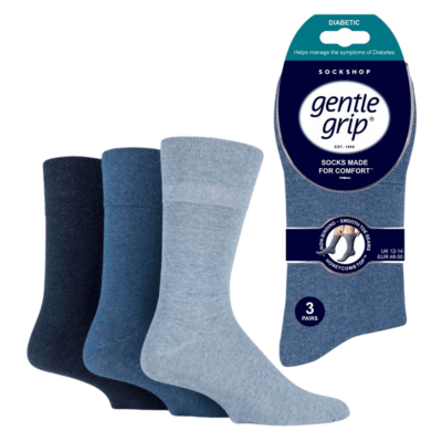 Men’s Gentle Grip Big Foot non-binding diabetic socks – 3 pair pack