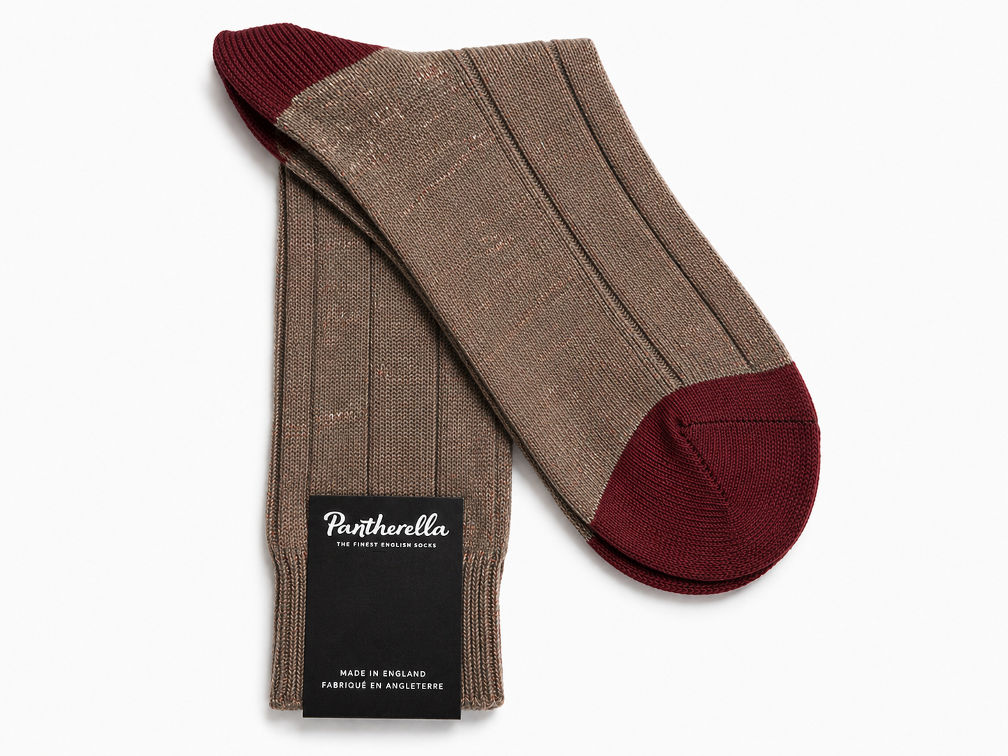 Pantherella Herring Taupe Fleck cotton linen and cashmere blend socks