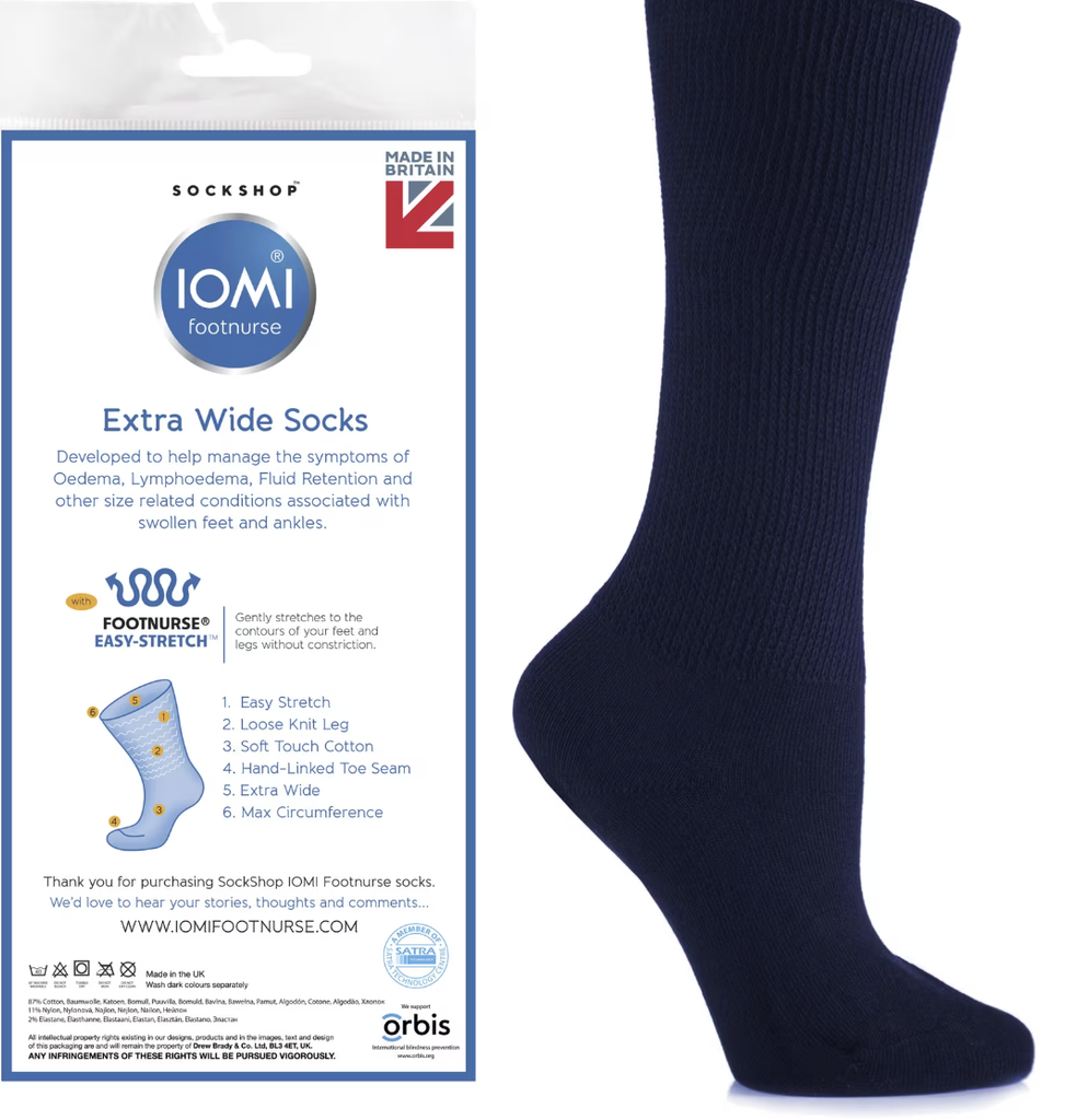 Men’s IOMI Footnurse extra wide oedema socks in navy